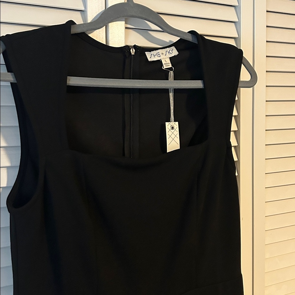 She + Sky Classic Black Sleeveless Jumpsuit NWT LARGE